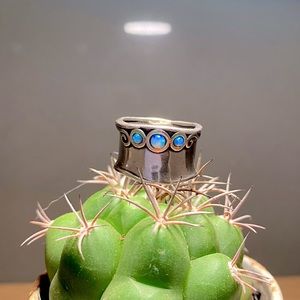 Solid silver and real opal ring